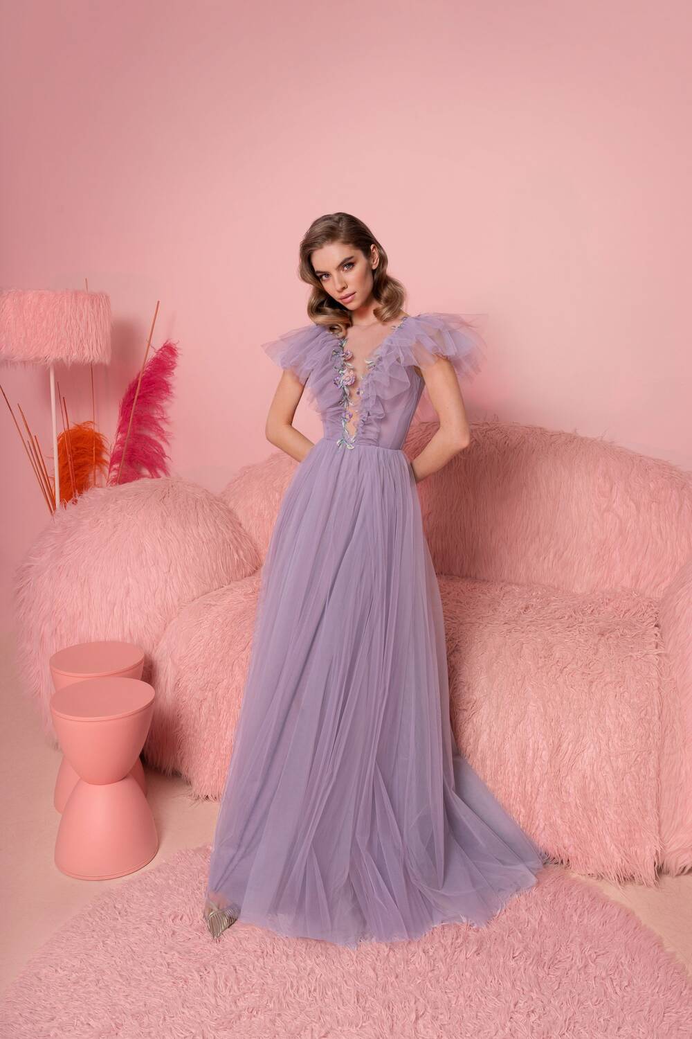 0810 Lilac evening dress